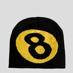 Gorro de punto estilo hip hop con diseño de bola 8 y calavera Y2K