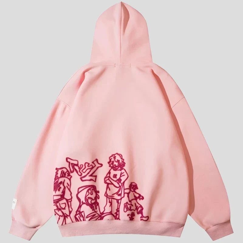 Sudadera con capucha con gráficos de dibujos animados divertidos de hipster