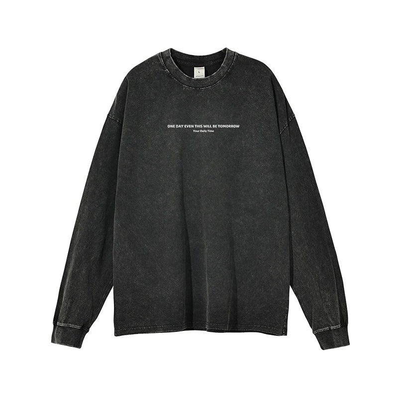 Camiseta vintage de algodón con lavado ácido para mujer