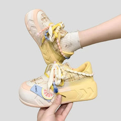 Cute Platform Round Toe Sneakers for Teens