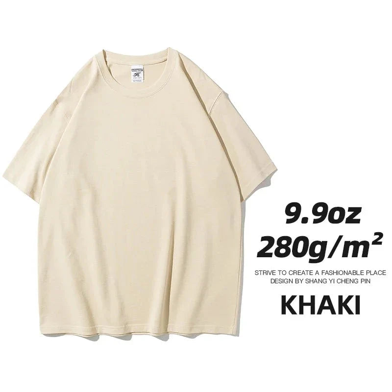 Camisetas unisex extragrandes de algodón sólido y pesado de 9.9 oz
