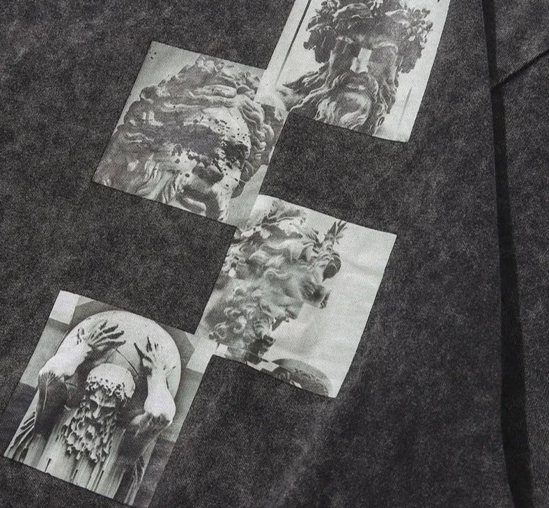 Distressed Acid Wash T-Shirt - Baumwolle im Goth-Stil für Männer