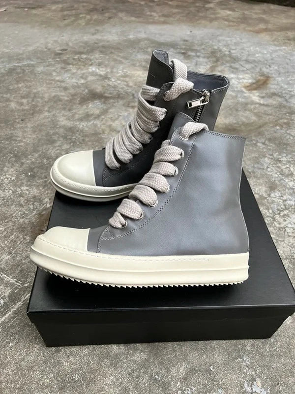 High Top Sneakers- Unisex Motorcycle Zip Boots