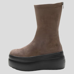 Botas de plataforma de ante de 8 cm para mujer