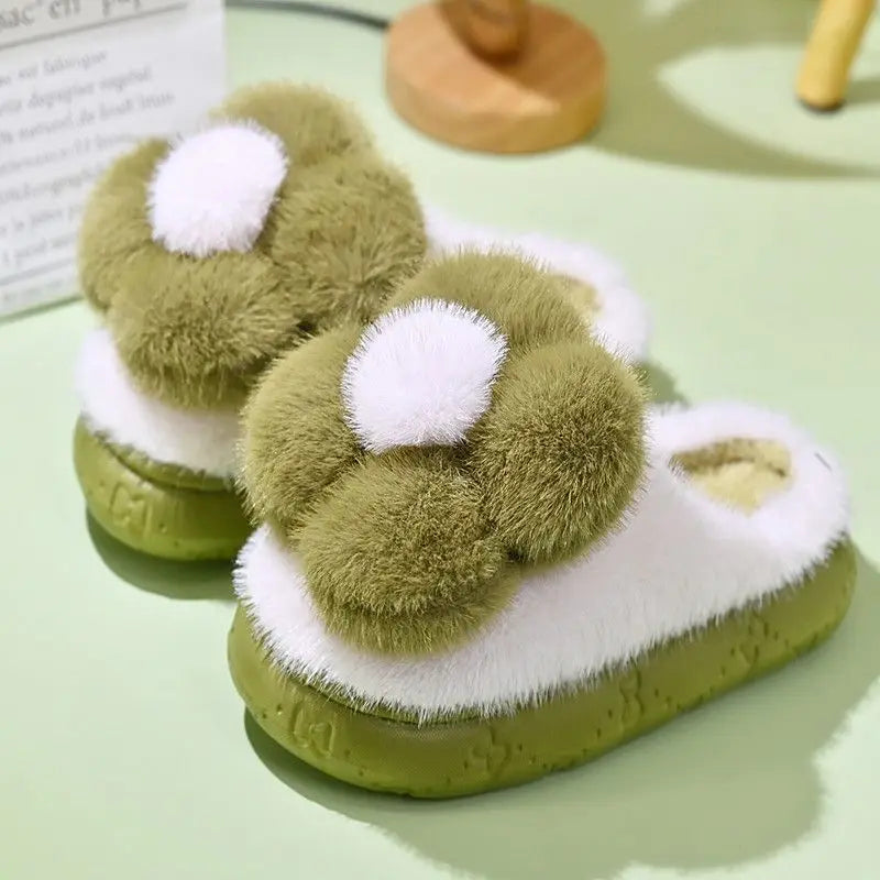 Pantuflas cálidas de plataforma para mujer