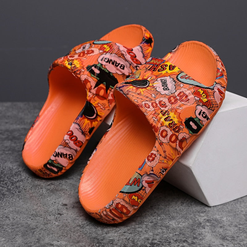 Chanclas de graffiti para hombre, para interiores y exteriores