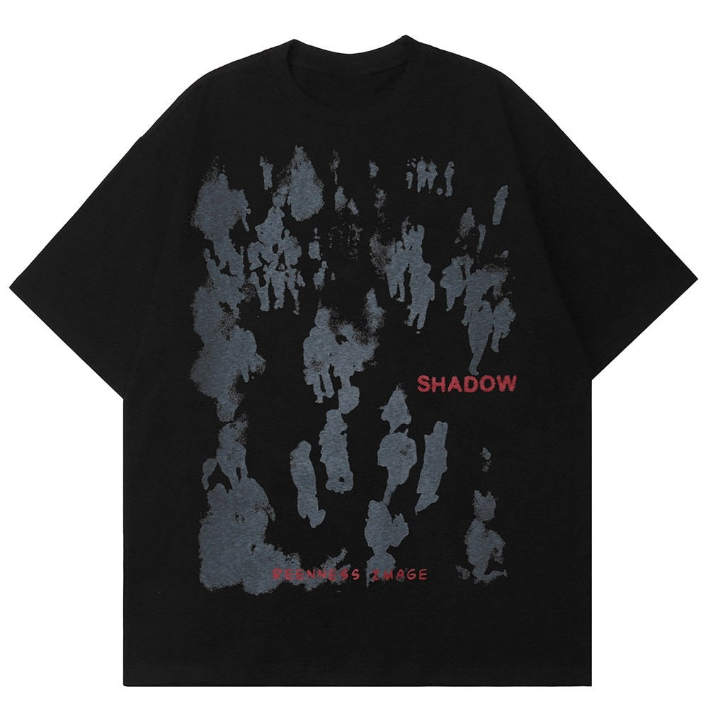 Unisex Short Sleeve Shadow Print T-shirts