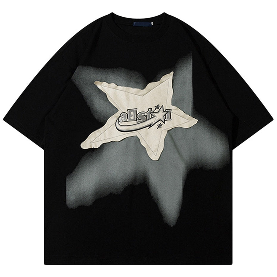 Camisetas de hombre con empalme de estrellas de gran tamaño