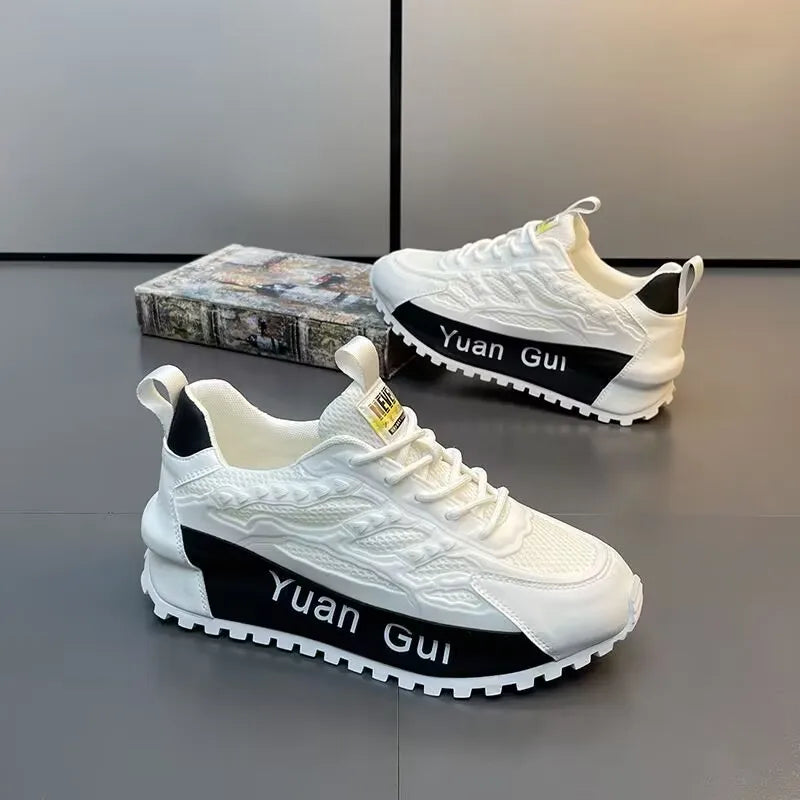 Yuan Gui Plateau-Sneaker für Herren aus Leder und Mesh