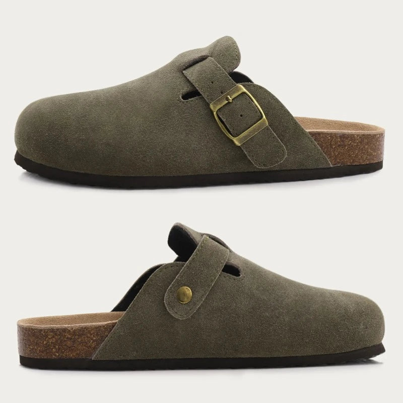 Boston Clogs aus Wildleder für Damen mit Kork-Innensohle