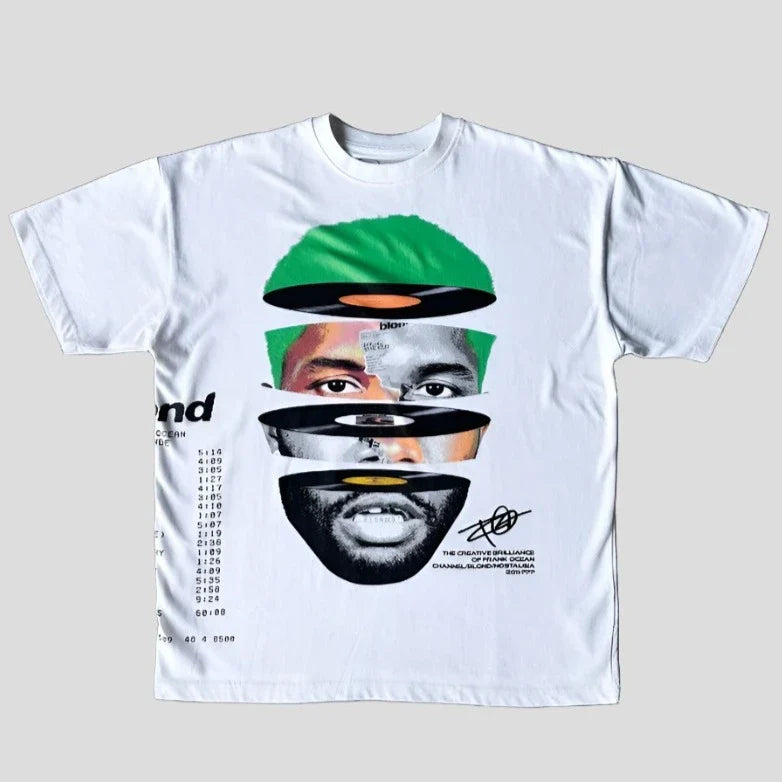 Retro Street Portrait Tee Men's Oversized Top