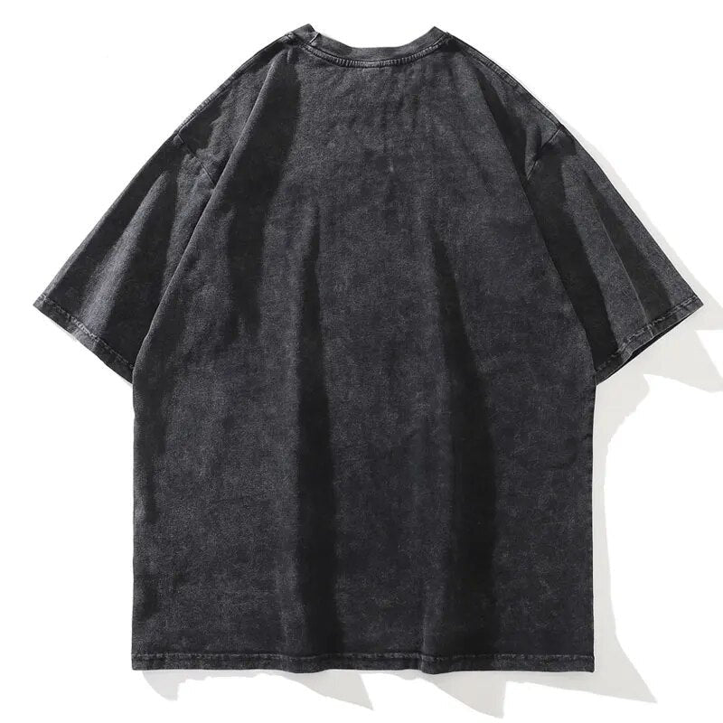 Camiseta gráfica extragrande de algodón lavado para hombre