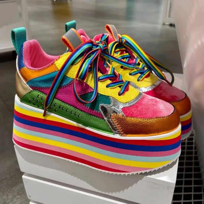 Zapatillas de plataforma alta coloridas para mujer