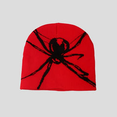 Gorro de punto con estampado de araña, estilo Y2K, de lana