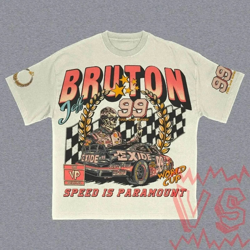 Jeff Bruton 99 Racing Tee World Cup Speed is Paramount Oversized T-Shirt