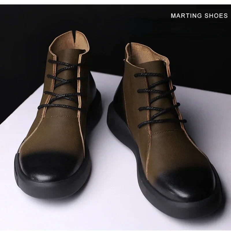 Botas de moto retro de cuero - Estilo Chelsea clásico para hombre