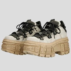 Retro Platforms Sneakers - Lace-Up, Non-Slip, Round Toe