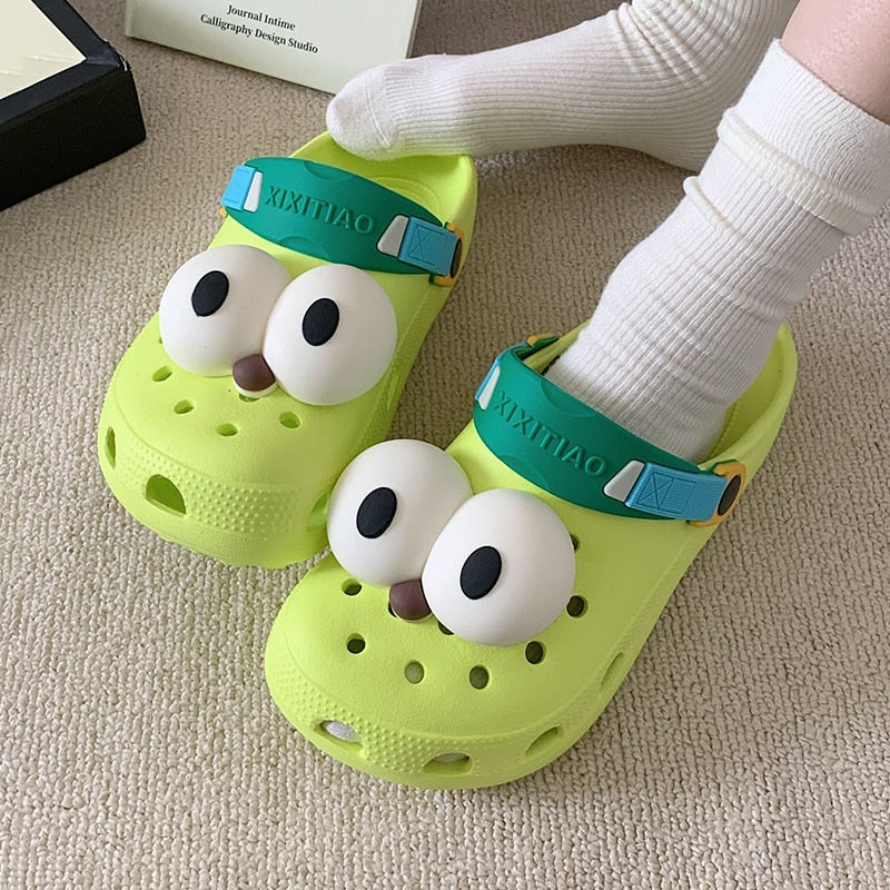 Chanclas de playa unisex con dibujos animados de ojos divertidos