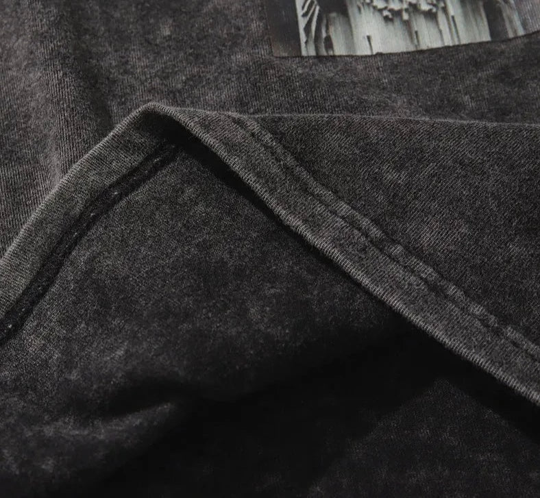 Distressed Acid Wash T-Shirt - Baumwolle im Goth-Stil für Männer