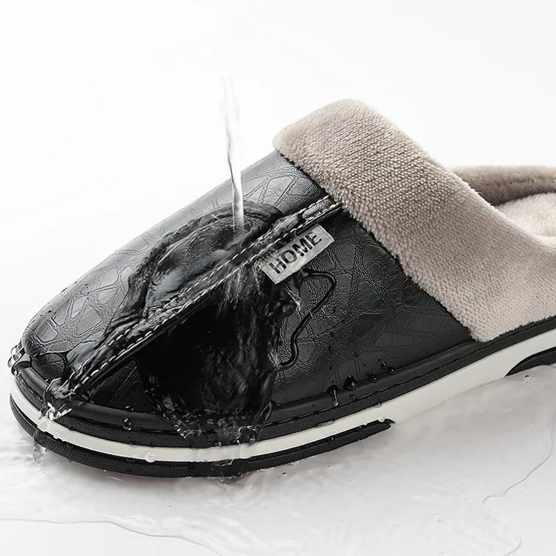 Pantuflas unisex impermeables de piel sintética para interiores