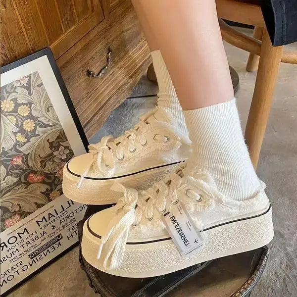 Schuhe für Teenager-Mädchen, Canvas-Plateau-Sneaker