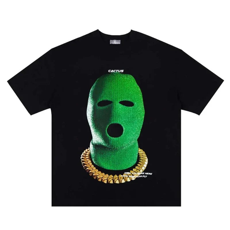 Vintage Green Hood Gangster Oversize Tee Streetwear Statement