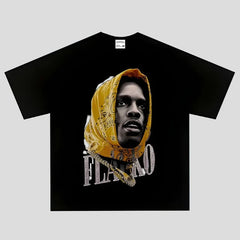 Camisetas gráficas vintage de rapero con lavado - Ropa urbana de verano