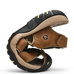 Leather Sandals Men's Outdoor Anti-Collision Toe Design