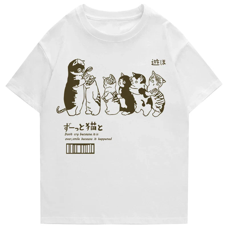 Cat Shower Print Unisex Cotton T-Shirt