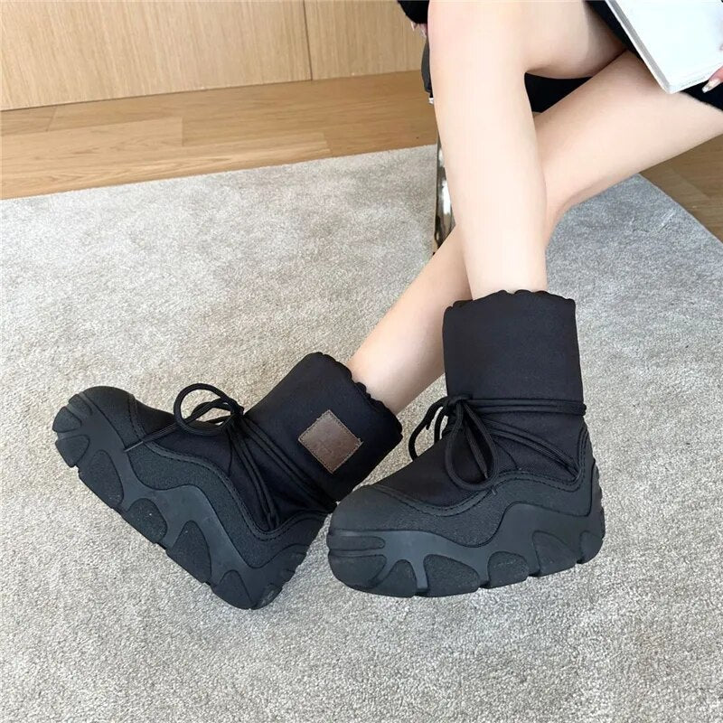 Chunky Leather Women's Slip-On Ankle Boots