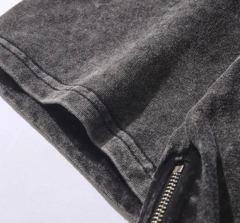 Distressed Acid Wash T-Shirt - Baumwolle im Goth-Stil für Männer