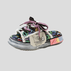 Zapatillas de plataforma con tiras de grafiti para el hogar
