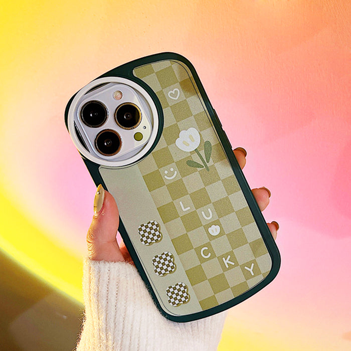 Funda para iPhone con diseño de cuadros verde salvia