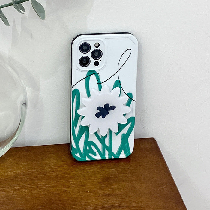 Funda para iPhone con diseño de flor verde salvia