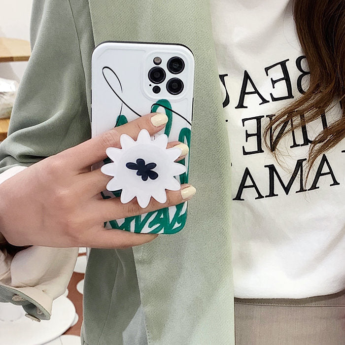 Funda para iPhone con diseño de flor verde salvia