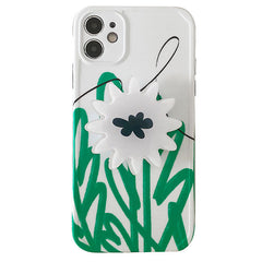 Funda para iPhone con diseño de flor verde salvia