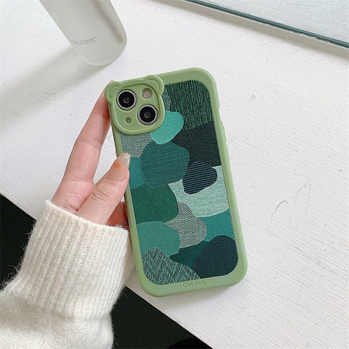 iPhone-Hülle mit Patchwork-Muster in Salbeigrün