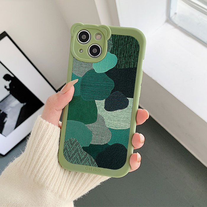 iPhone-Hülle mit Patchwork-Muster in Salbeigrün