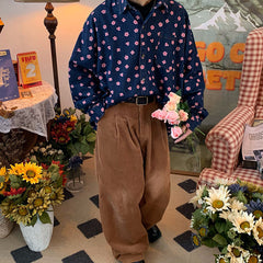 Sakura Print Aesthetic Denim Shirt