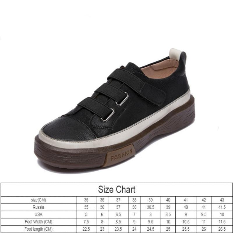 Hook & Loop Leather Sneakers for Women