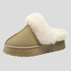 Pantuflas de plataforma de felpa cálidas de invierno para mujer