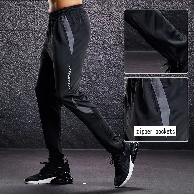 Pantalones deportivos con bolsillo y cremallera para hombre para correr y fitness