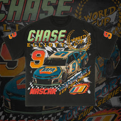 Camiseta deportiva de algodón negra Chase Elliott 9 para mujer ¡Estilo deportivo!