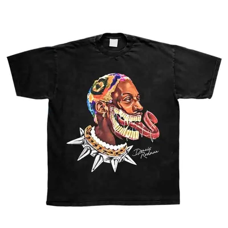 Camiseta retro de hip hop extragrande para hombre, edición Dennis Rodman