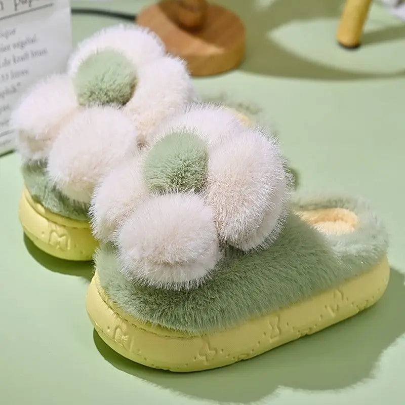 Pantuflas cálidas de plataforma para mujer