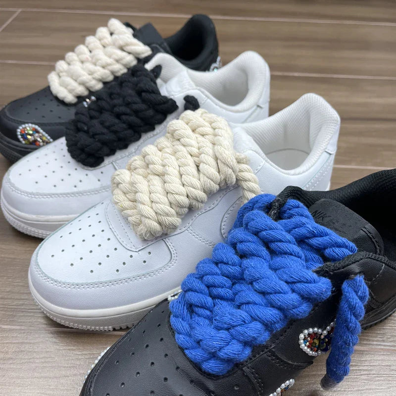 Elegantes cordones de lino redondos de 10 mm AF1 - ¡Cordón para zapatos estilo urbano AF1/AJ!