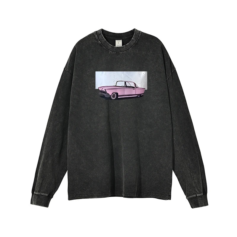 Camiseta vintage de algodón con lavado ácido para mujer