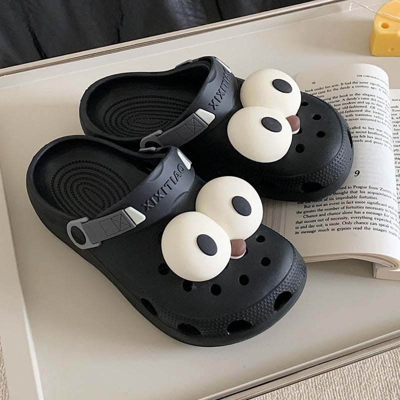 Chanclas de playa unisex con dibujos animados de ojos divertidos