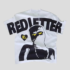 Graphic Print T Shirt - Unisex Red Letter Print