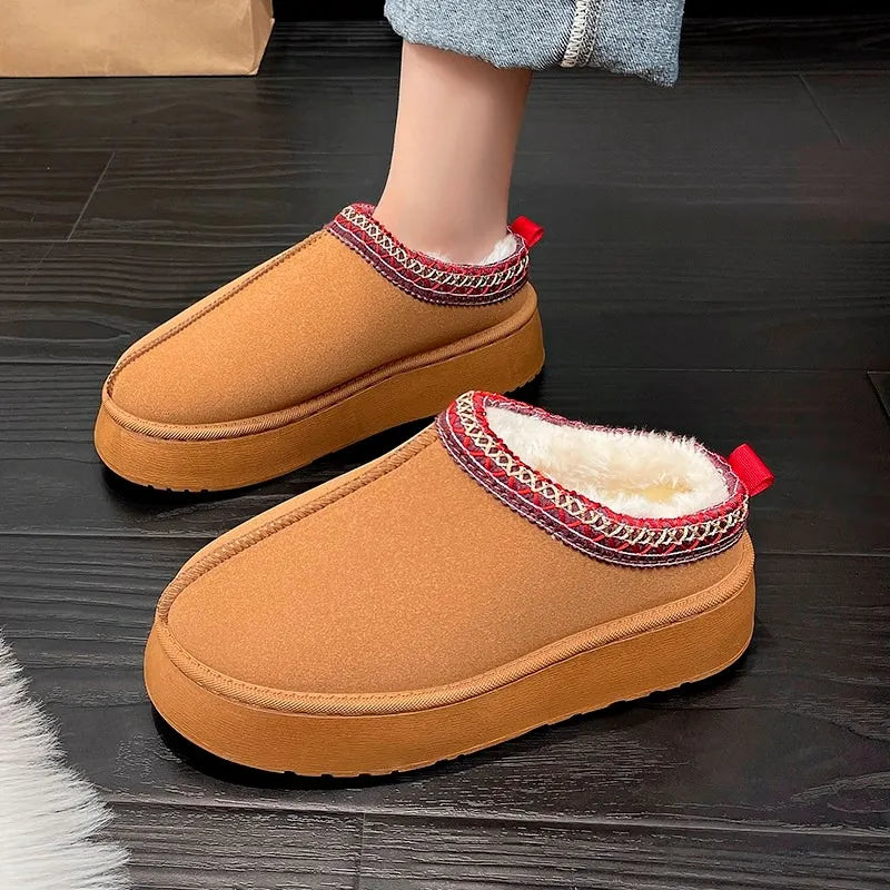 Pantuflas de plataforma de lana para mujer